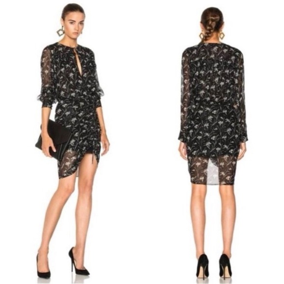 Veronica Beard Fitzgerald Side-Ruched Floral-Print Chiffon Mini Dress NEW Size 4 - Picture 14 of 14